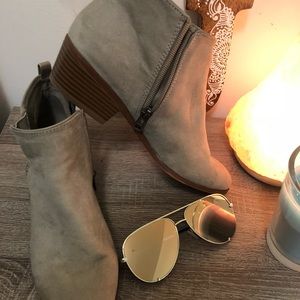 Suede zip up booties